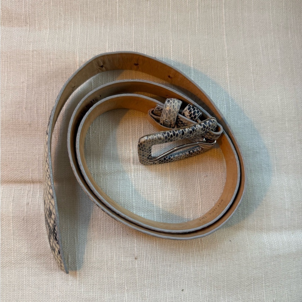 CIPRIANI Italian calfskin snakeskin print belt size medium black grey tones EUC - Picture 2 of 9